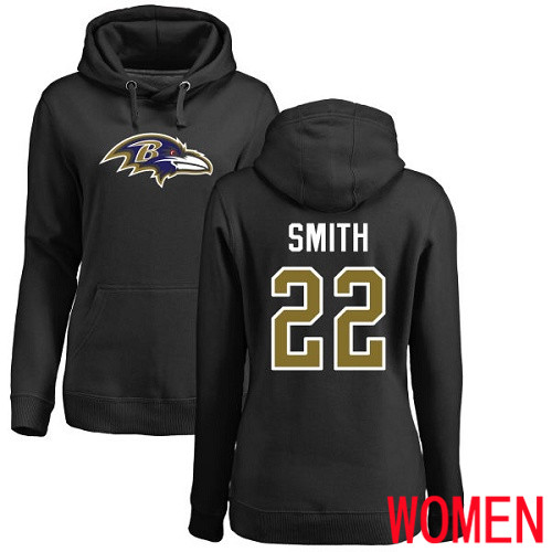 Baltimore Ravens Black Women Jimmy Smith Name and Number Logo NFL Football #22 Pullover Hoodie Sweatshirt